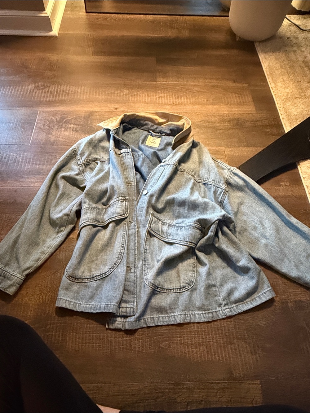 We the free lemon Light Blue Denim Jacket with Cord Collar